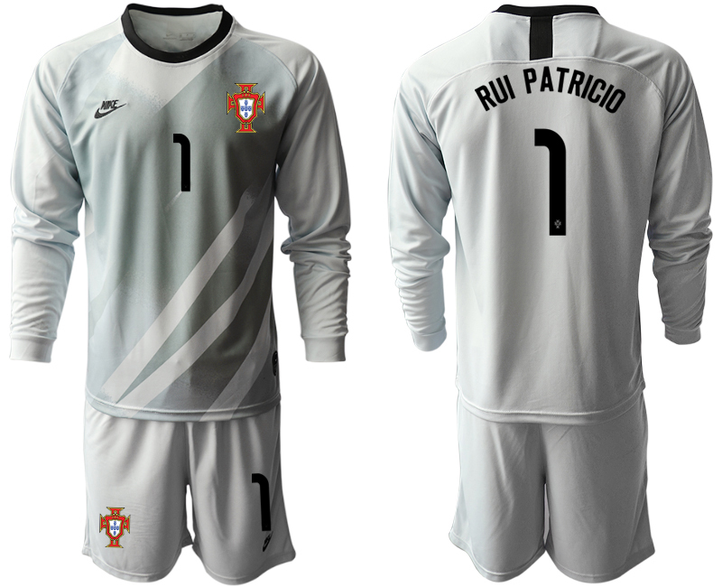 Men 2021 European Cup Portugal grey Long sleeve goalkeeper #1 Soccer Jersey->netherlands(holland) jersey->Soccer Country Jersey